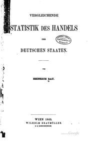 Cover of: Vergleichende Statistik des Handels der deutschen Staaten