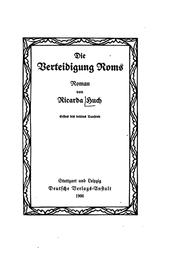 Cover of: Die Verteidigung Roms: Roman