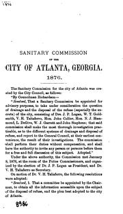 Cover of: Proceedings and reports of the Sanitary Commission of the City of Atlanta, Ga., 1876 by 