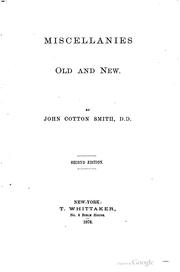 Cover of: Miscellanies, old and new.