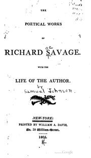 Cover of: The poetical works of Richard Savage.