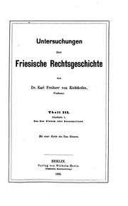 Cover of: Untersuchungen über friesische Rechtsgeschichte: Th. I-III, Abschnitt 1.: 2 ...