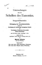 Cover of: Untersuchungen über die Schriften des Eunomius by Martin Albertz