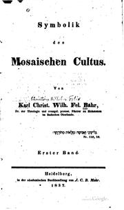 Cover of: Symbolik des Mosaischen cultus.
