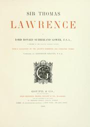 Cover of: Sir Thomas Lawrence | Ronald Sutherland Lord Gower