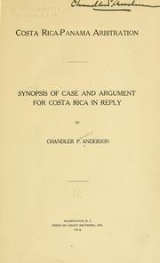 Cover of: Costa Rica-Panama arbitration