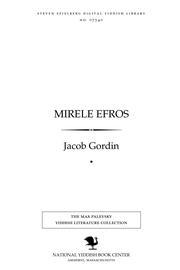 Cover of: Mirele Efros̀ by Gordin, Jacob