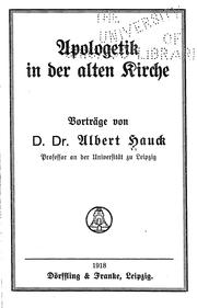 Cover of: Apologetik in der alten Kirche by Albert Hauck
