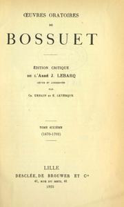Cover of: Œuvres oratoires de Bossuet. by Jacques Bénigne Bossuet