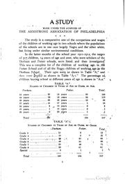 Cover of: A comparative study of the occupations and wages of the children of working age in Potter and Durham schools, Philadelphia by Armstrong Association of Philadelphia., Armstrong Association of Philadelphia.