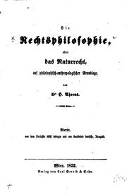 Cover of: Die Rechtsphilosophie oder das Naturrecht auf philosophisch ...