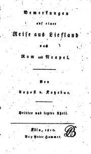 Cover of: Bemerkungen auf einer Reise aus Liefland nach Rom und Neapel