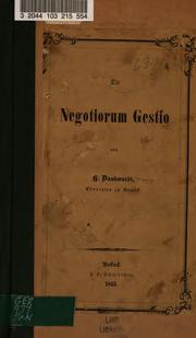 Die negotiorum gestio by H. Dankwardt