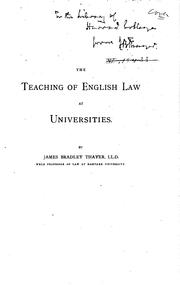 Cover of: The teaching of English law at universities by James Bradley Thayer