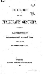 Cover of: Die legende von der pfalzgräfin Genovefa.