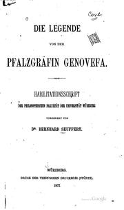 Cover of: Die legende von der pfalzgräfin Genovefa. by B. Seuffert