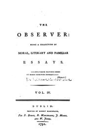 Cover of: Observer: Being a Collection of Moral, Literary and Familiar Essays. by Richard Cumberland