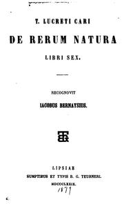 Cover of: De rerum natura libri sex by Titus Lucretius Carus