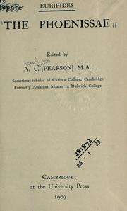 Cover of: The Phoenissae: Edited by A.C. Pearson