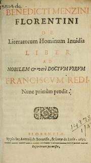 Cover of: De literatorum hominum inuidia