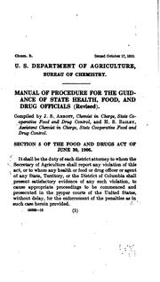 Cover of: Manual of Procedure for the Guidance of State Health, Food, and Drug Officials