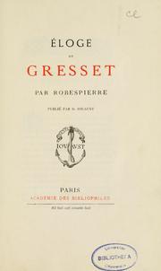Cover of: Éloge de Gresset