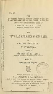 Cover of: Vivaraṇaprameyasaṃgrahaḥ by Madhava, son of Māyaṇa, called Vidyāraṇya