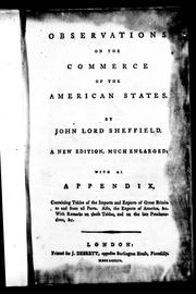 Cover of: Observations on the commerce of the American states
