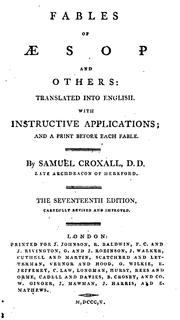 Cover of: Fables of Æsop and others: transl. With instructive applications, by S. Croxall