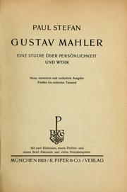 Cover of: Gustav Mahler: eine Studie über Persönlichkeit und Werk