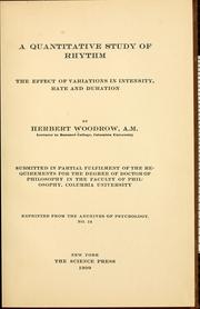 Cover of: A quantitative study of rhythm by Herbert Hollingsworth Woodrow