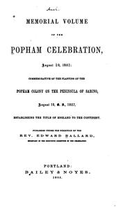 Cover of: Memorial Volume of the Popham Celebration, August 29, 1862