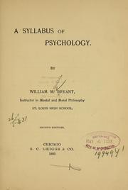 Cover of: A syllabus of psychology by William McKendree Bryant
