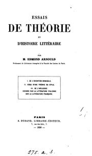 Cover of: Essais de théorie et d'histoire littéraire by Edmond Arnould