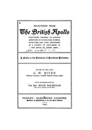 Cover of: Selections from the British Apollo: Containing Answers to Curious Questions in Literature ...