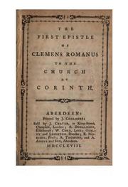 Cover of: The First Epistle of Clemens Romanus to the Church at Corinth by Saint Clement of Alexandria