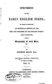 Cover of: Specimens of the Early English Poets