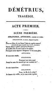 Cover of: Démétrius: tragédie en cinq actes