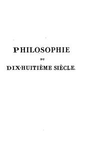 Cover of: Philosophie du dix-huitième siècle