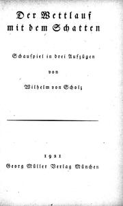 Cover of: Der Wettlauf mit dem Schatten by von Wilhelm von Scholz.
