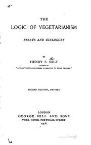 Cover of: The logic of vegetarianism by Henry Stephens Salt