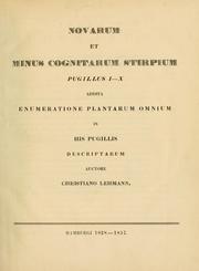 Cover of: Novarum et minus cognitarum stirpium pugillus I-X by Johann Georg Christian Lehmann