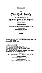 Cover of: The Publications of the Pipe Roll Society