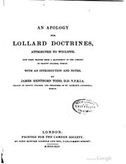 Cover of: An  apology for Lollard doctrines by John Wycliffe