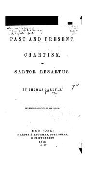 Cover of: Past and Present: Chartism, and Sartor Resartus by Thomas Carlyle