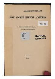 Cover of: Some Ancient Oriental Academies