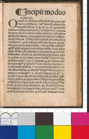 Front cover of Modus confitendi by Andrés de Escobar