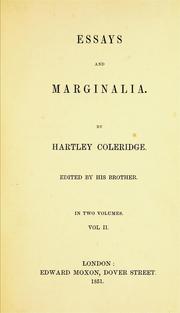 Cover of: Essays and marginalia by Hartley Coleridge