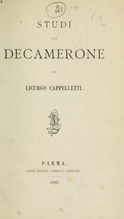 Cover of: Studi sul Decamerone