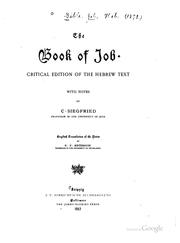 Cover of: The book of Job: Critical edition of the Hebrew text by 